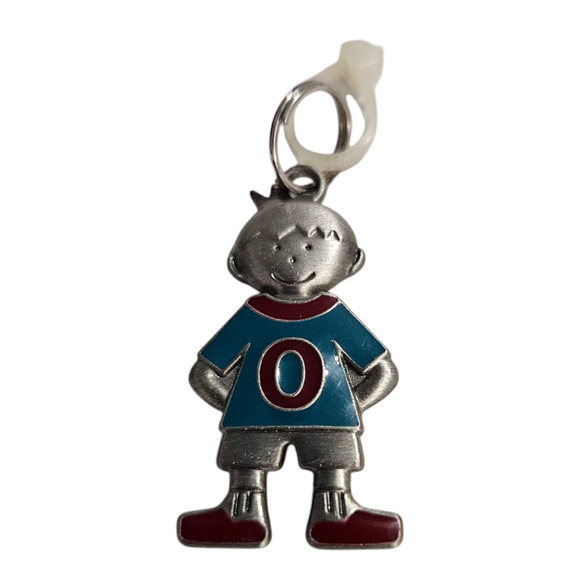 Ganz Enamel Boy Charm Pendant Blue Red “O” Shirt 1.33" NWOT - Picture 1 of 3